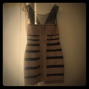 Black and nude bcbg dress with sheer top